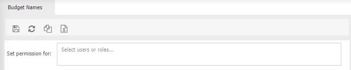 budget names screen overview
