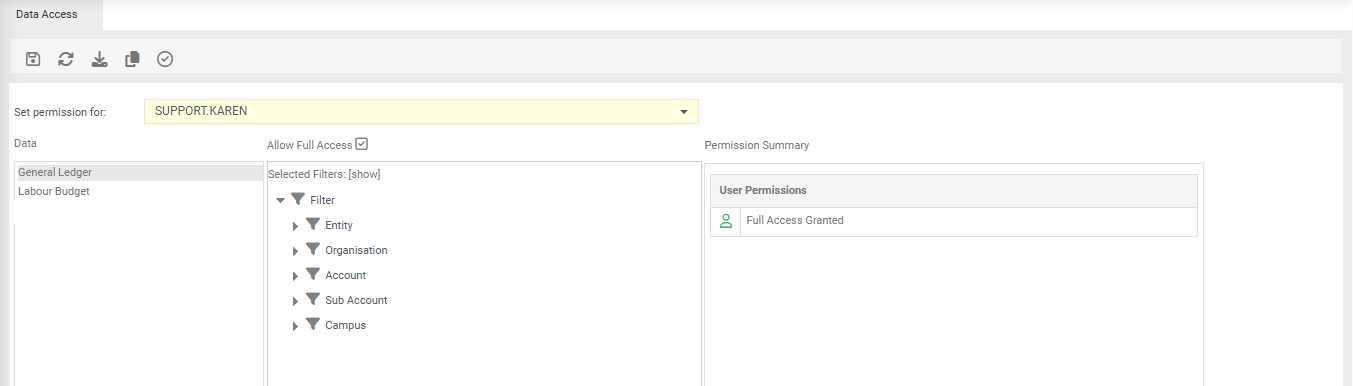 data access screen overview